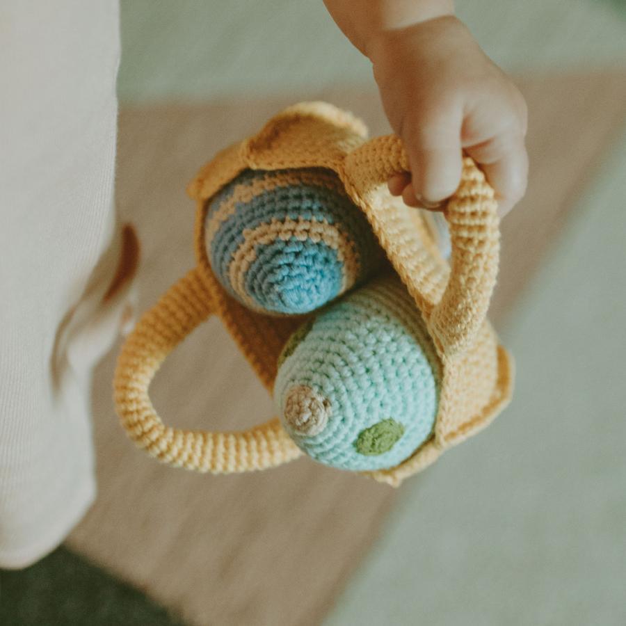 Plush Cotton Easter Basket and Eggs
