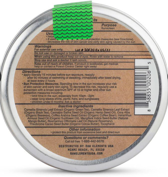 Raw Elements Face and Body Sunscreen Lotion SPF 30 Sixth and Zero