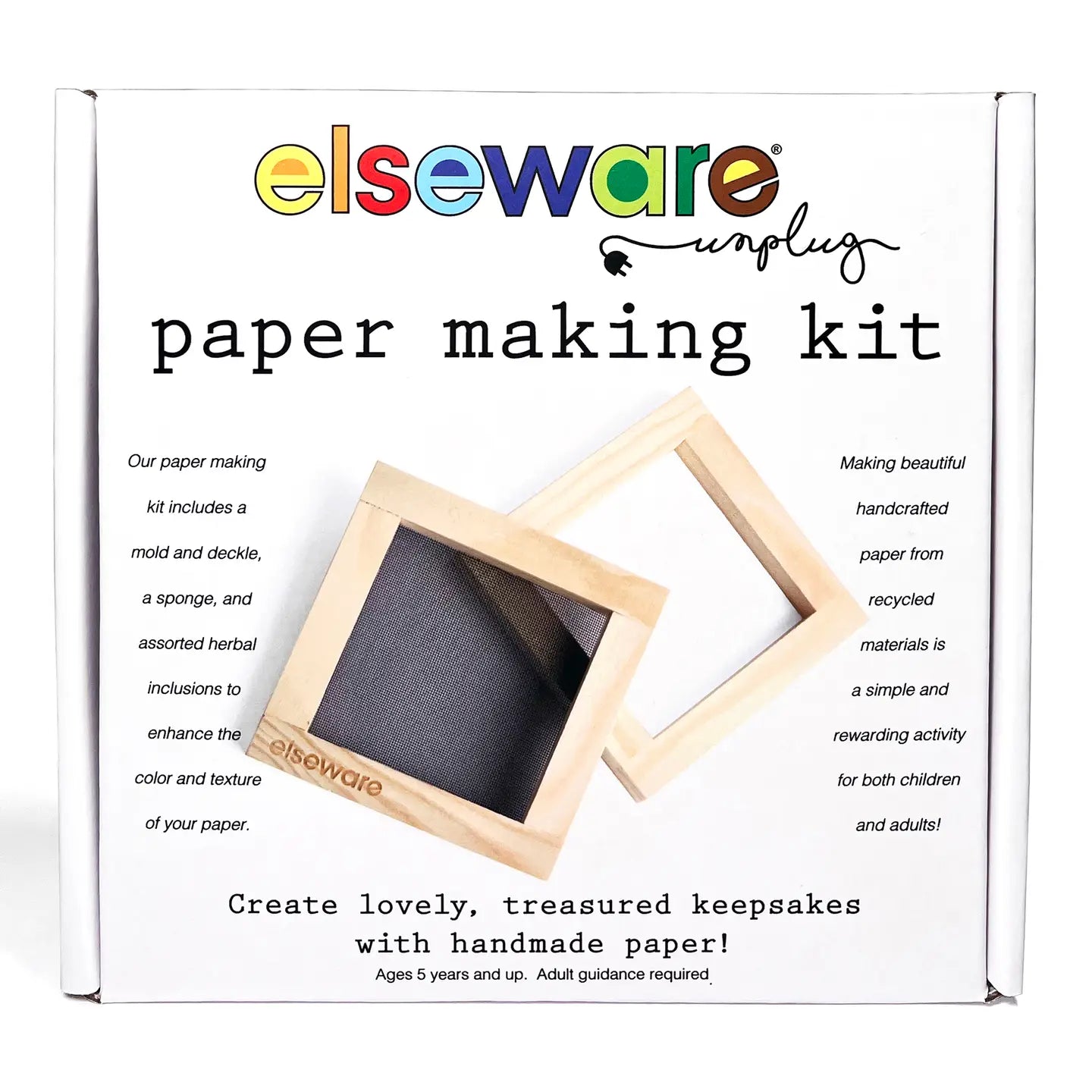 elseware paper making kit packaging with wooden mold and deckle