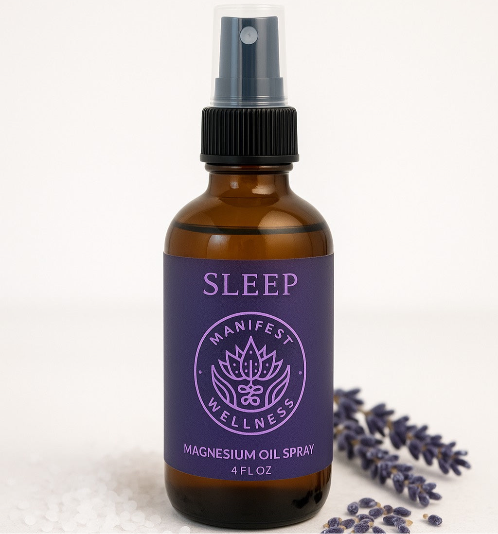 Sleep time magnesium oil in amber spray bottle. 