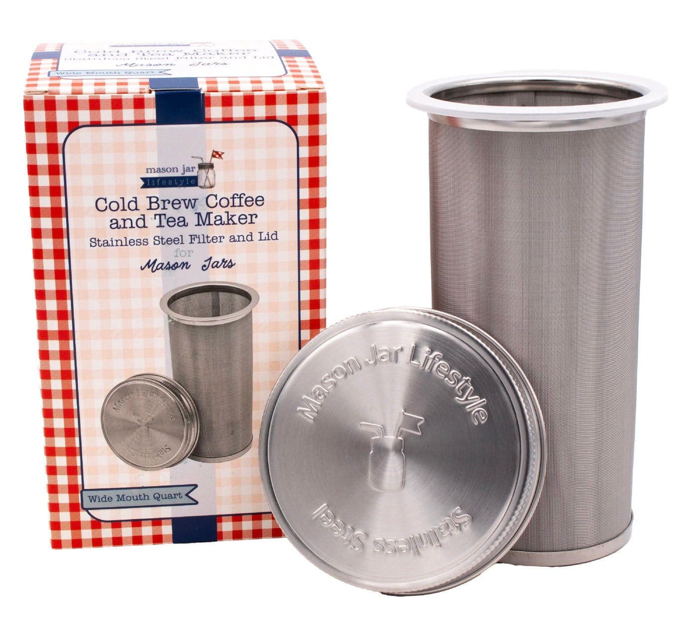 Cold brew fine mesh stainless steel coffee and tea maker with packaging