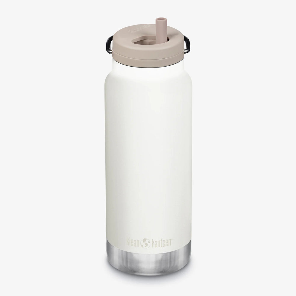 White 32 ounce twist cap water bottle. 