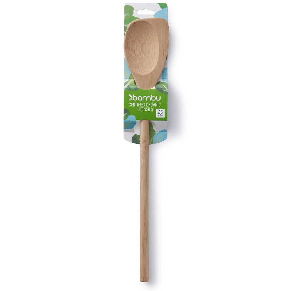 Bamboo spoon and spatula hybrid. 