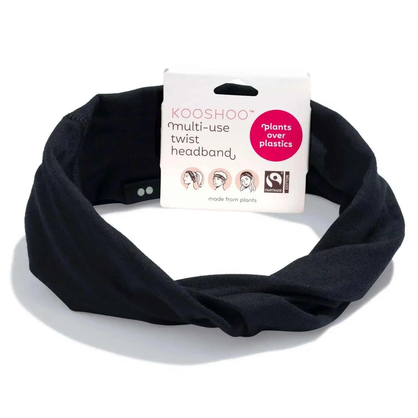 Black organic cotton twist head band. 