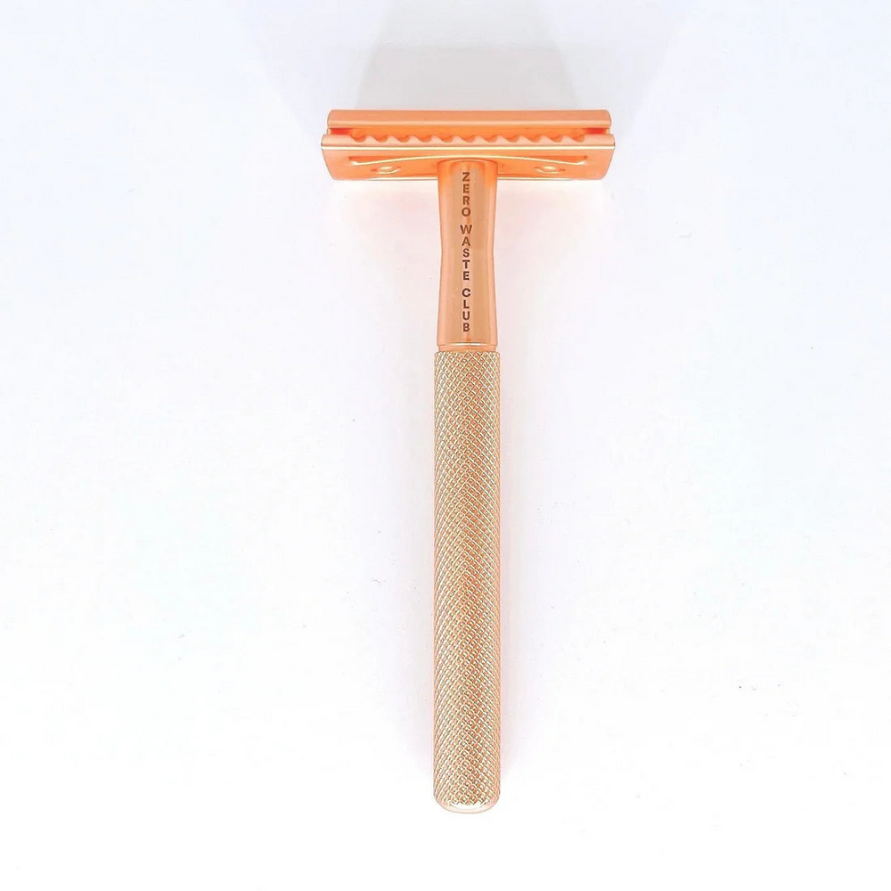 Rose gold double edged safety razor. 