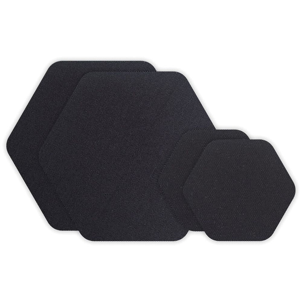 Small and large Black hexagon repair patches. 