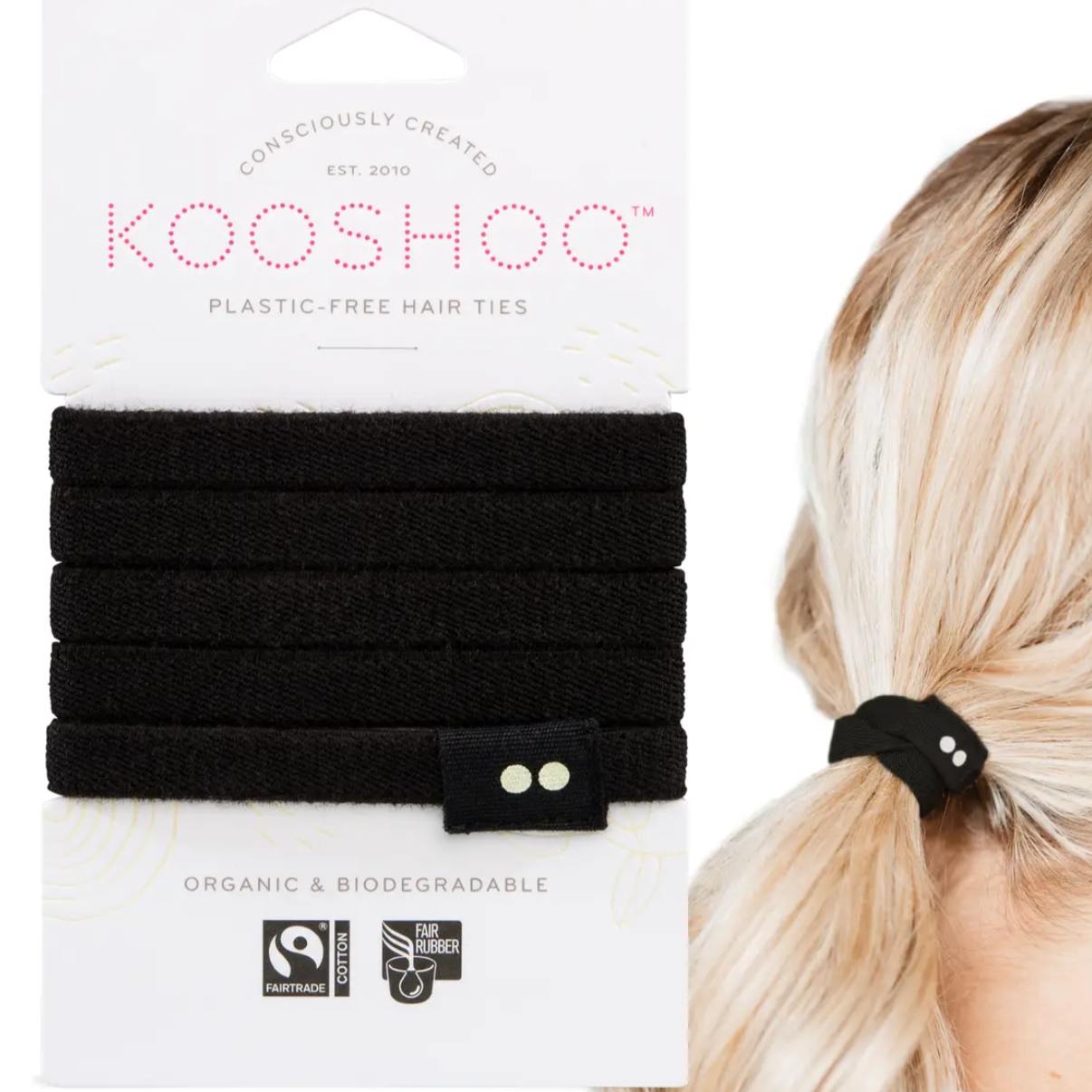 Plastic free hair ties black 