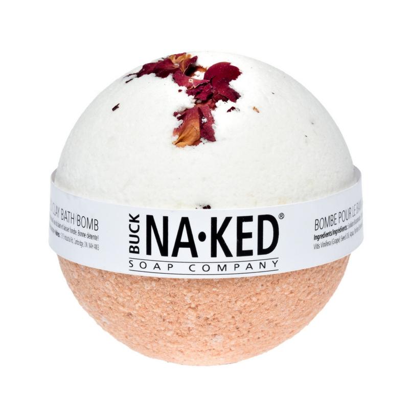 buck naked soap company bath bomb rose red clay