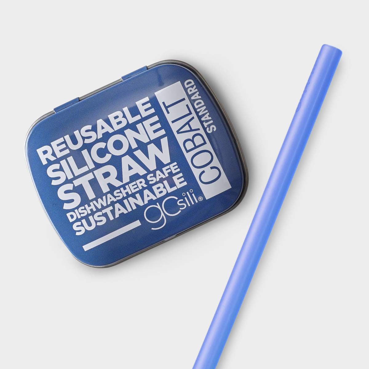 cobalt silicone straw