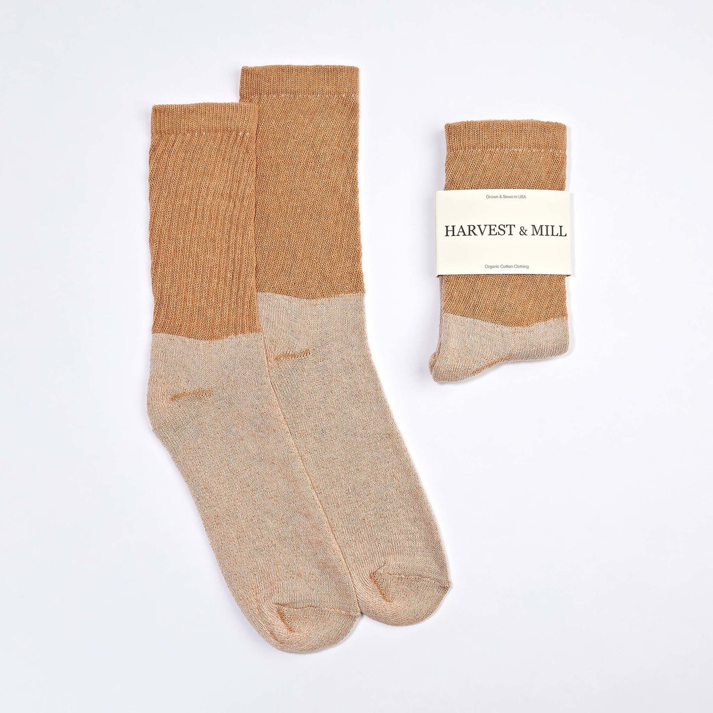 harvest and mill crew sock brown