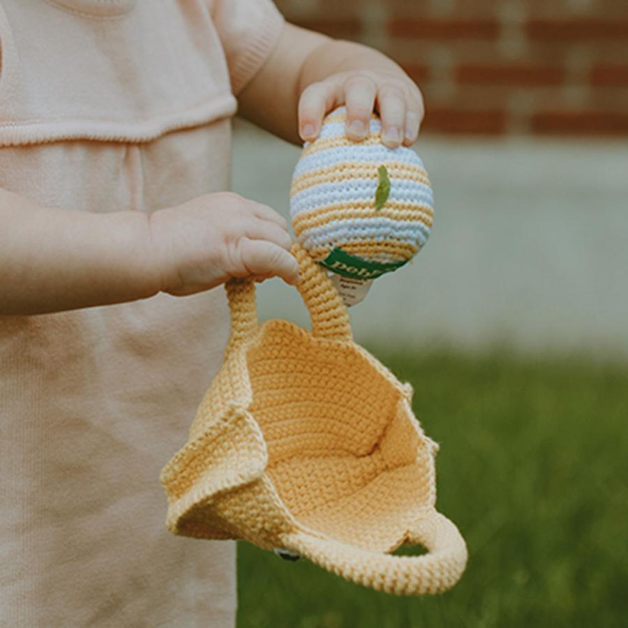 Plush Cotton Easter Basket and Eggs