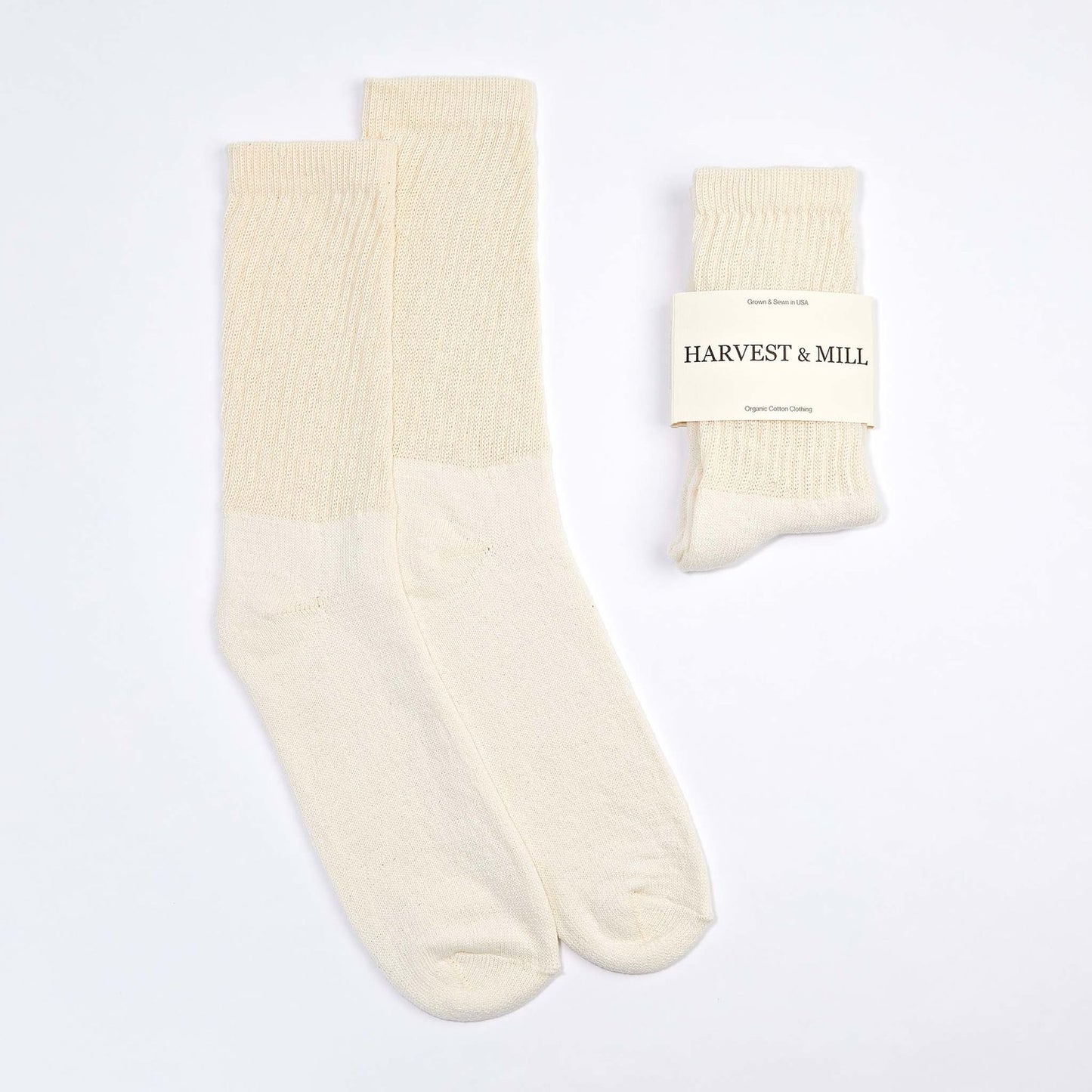 Load image into Gallery viewer, harvest and mill crew sock natural white
